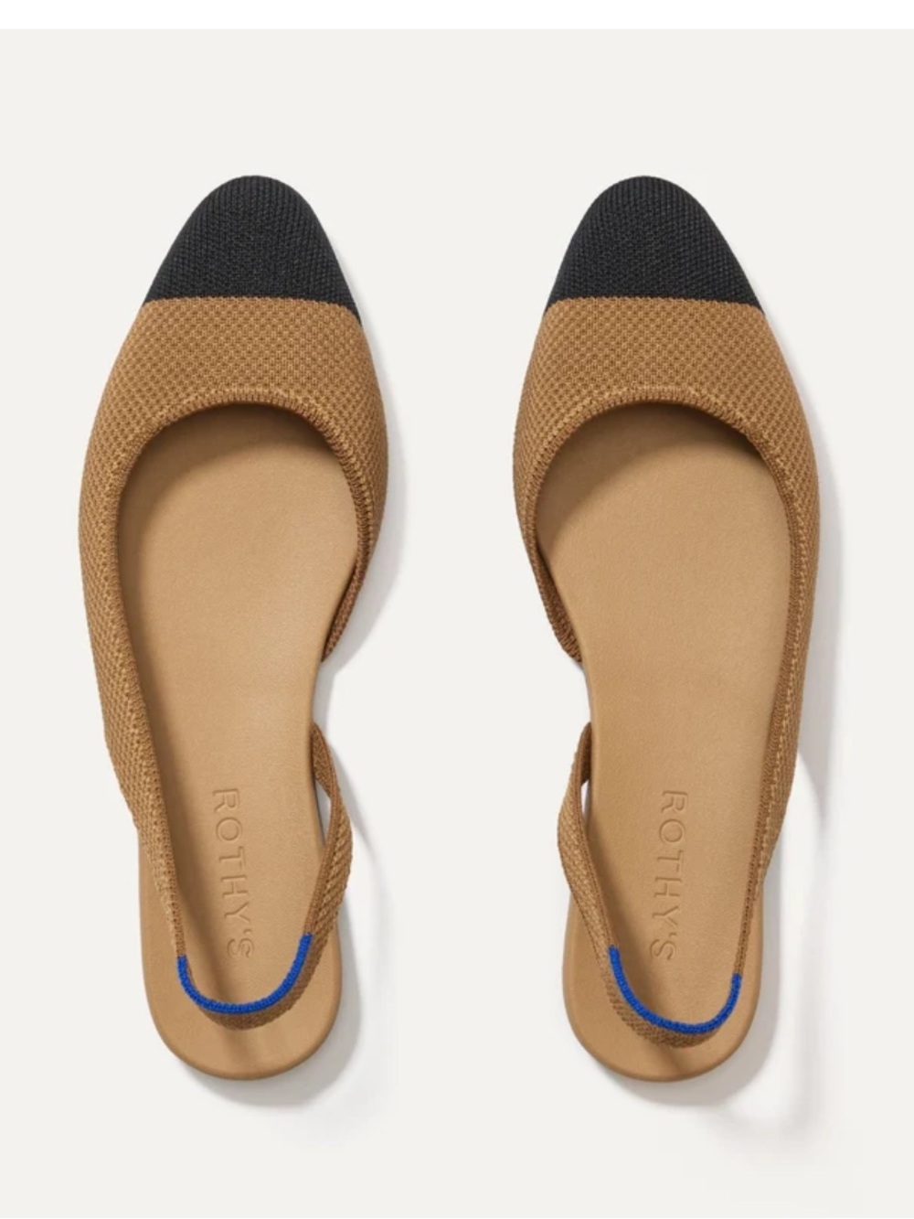 Rothy's Almond Slingback Flat in Tawny with Black Captoe - Picture 4 of 9